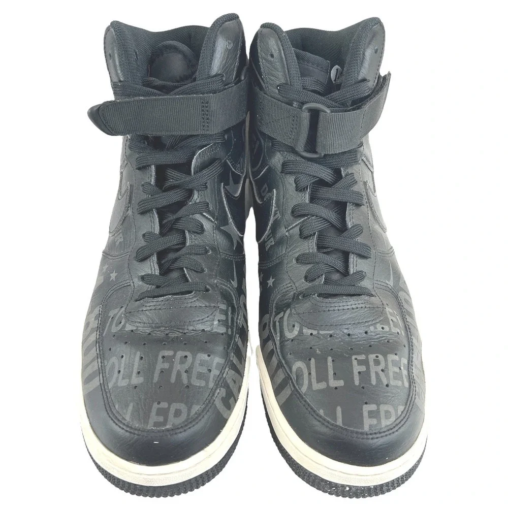 Nike Air Force‎ 1 High 07 Mens 11.5 Black Toll Free 1-800 Graphic Sneakers